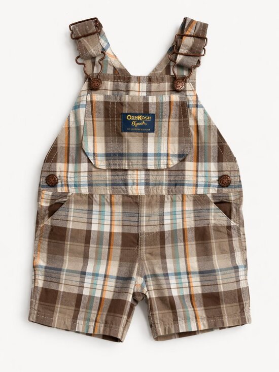OshKosh B'gosh Other - Vintage OshKosh B’gosh Shortalls 6M Plaid Baby Boy Overalls Classic Retro Summer